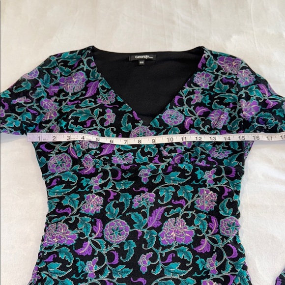 George Blouse Purple Black Real Elegant Top Women’s Size M - Picture 9 of 12
